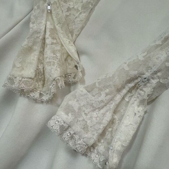 Vintage 1960s 1970s Daisy Formal Wedding Dress XS S White Lace High Neck - Picture 7 of 7